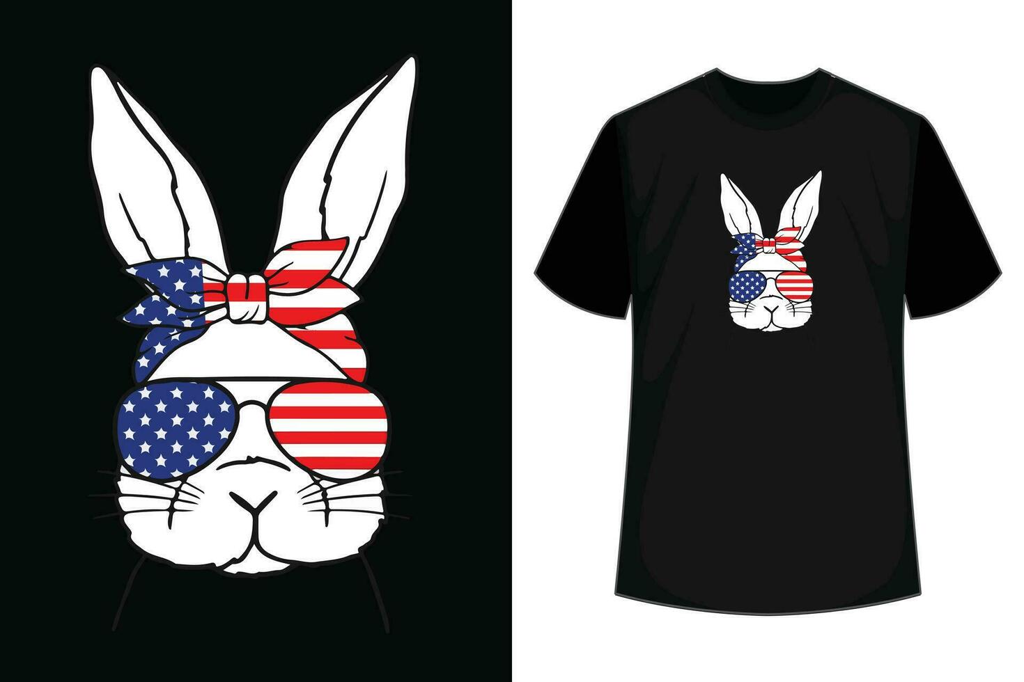 Bunny Face American Flag Sunglasses Cute Bunny Lover T-Shirt vector