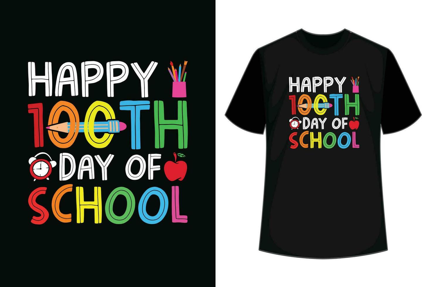 Centésimo día de colegio profesores niños niño contento 100 dias camiseta vector