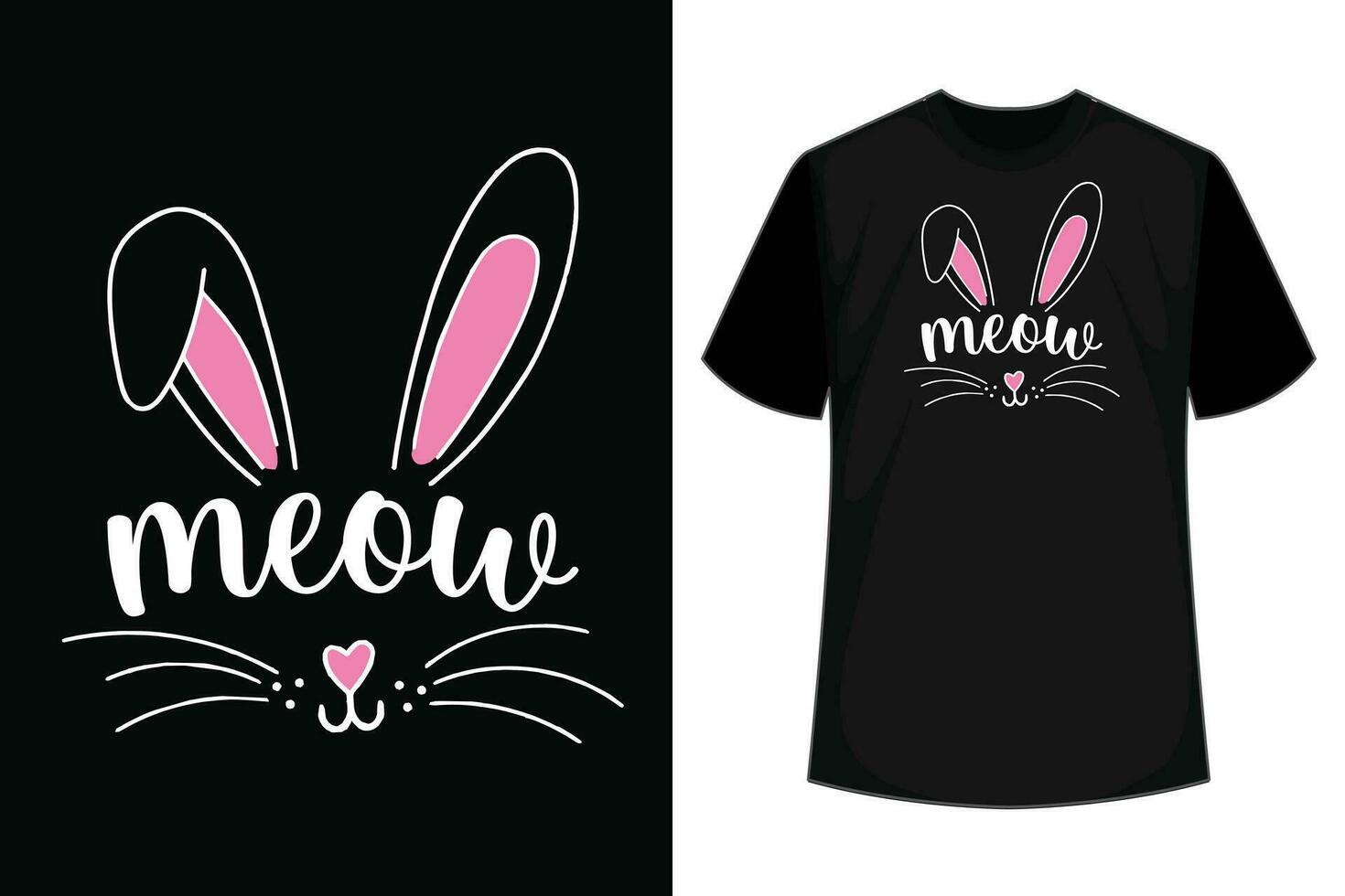 Meow Cat Face Easter Day Bunny Ears Shirt Funny Cat Lover T-Shirt vector