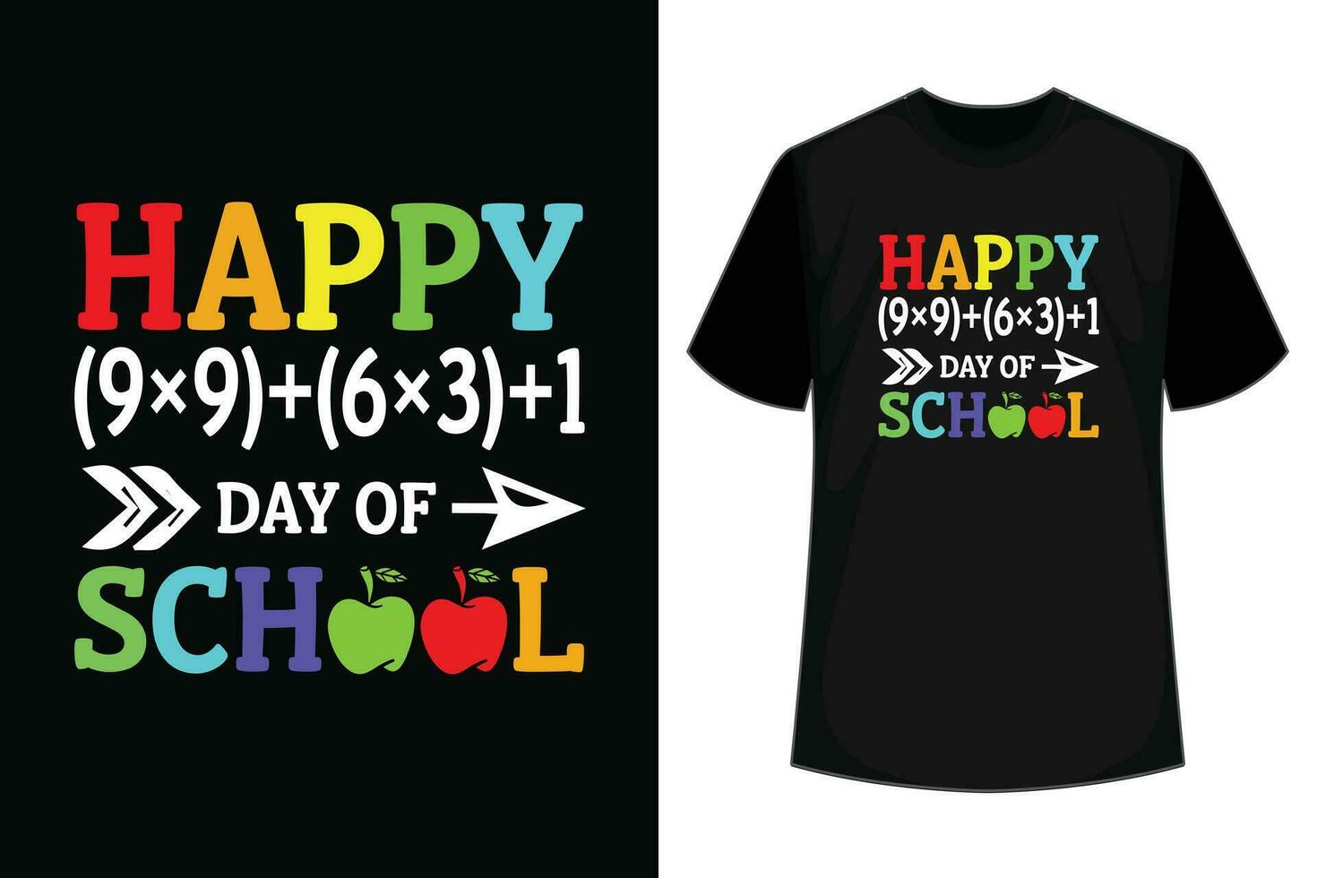 Happy 100 days of school t-shirt Happy back to school day T-Shirt Design vector