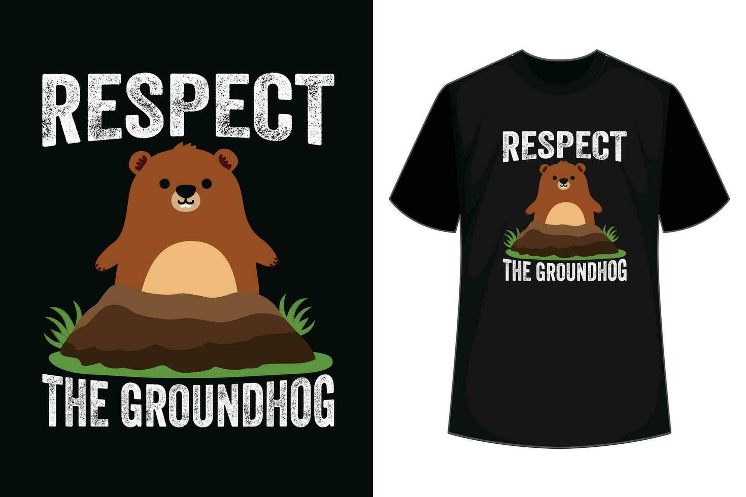 Respect The Groundhog Woodchuck Photo Ground-Hog Day T-Shirt vector