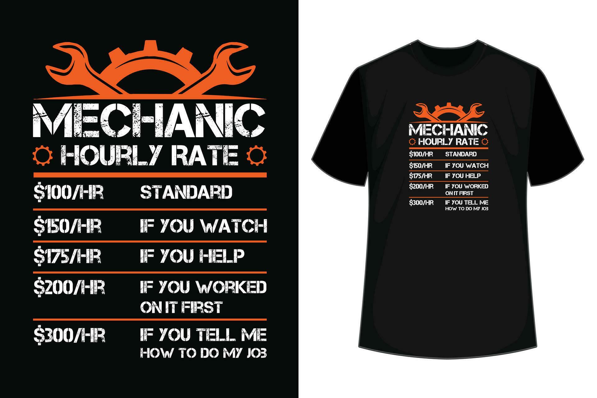 Mechanic Hourly Rate Laborer tshirt design 25259431 Vector Art at Vecteezy