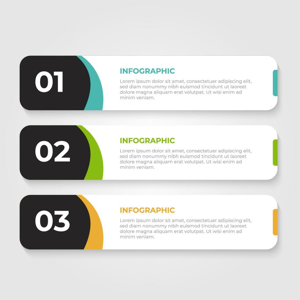 Vector colorful one two three steps progress banners. Steps badges, web banners.