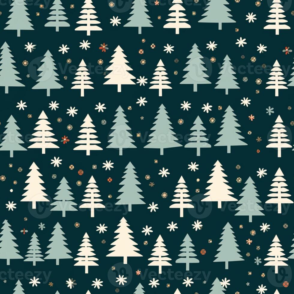 Christmas tree seamless pattern, holiday country style print for wallpaper, wrapping paper, scrapbook, fabric and product design, photo