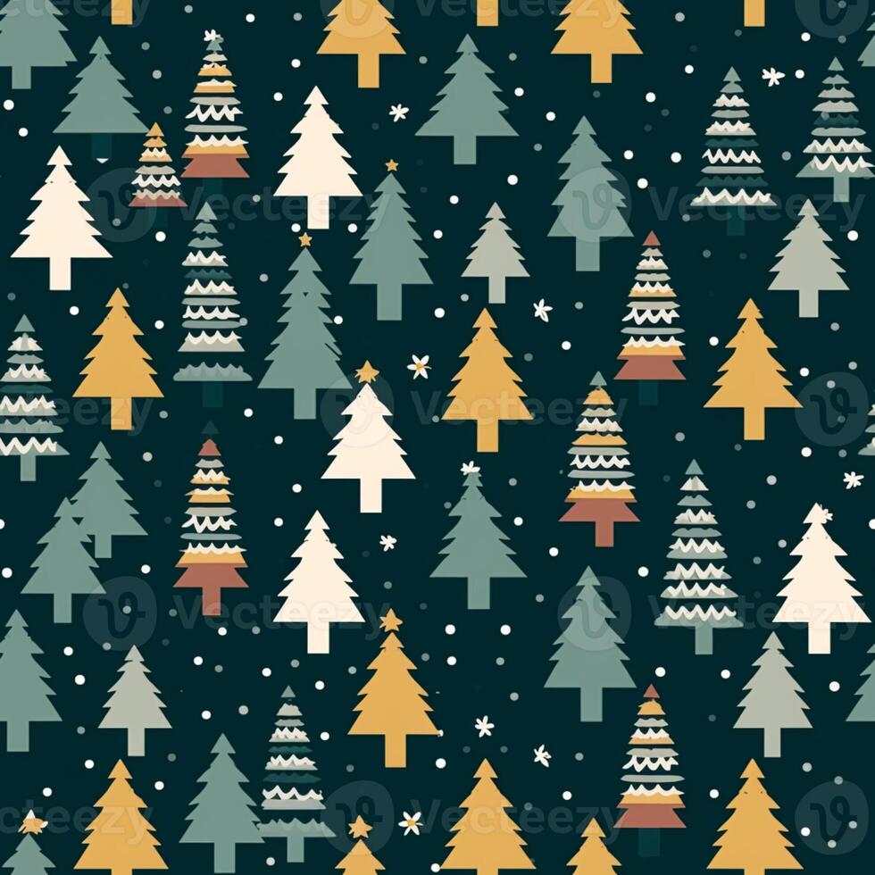 Christmas tree seamless pattern, holiday country style print for wallpaper, wrapping paper, scrapbook, fabric and product design, photo