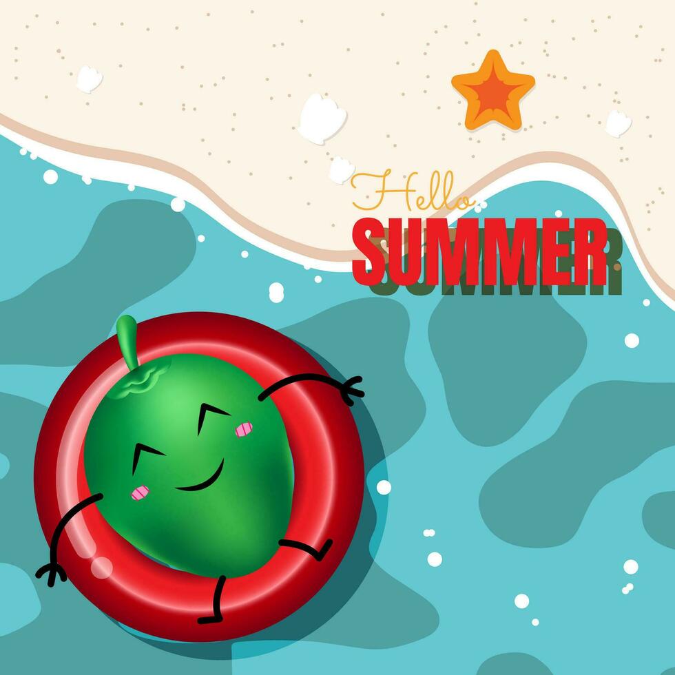 Summer banner with coconut illustration vector