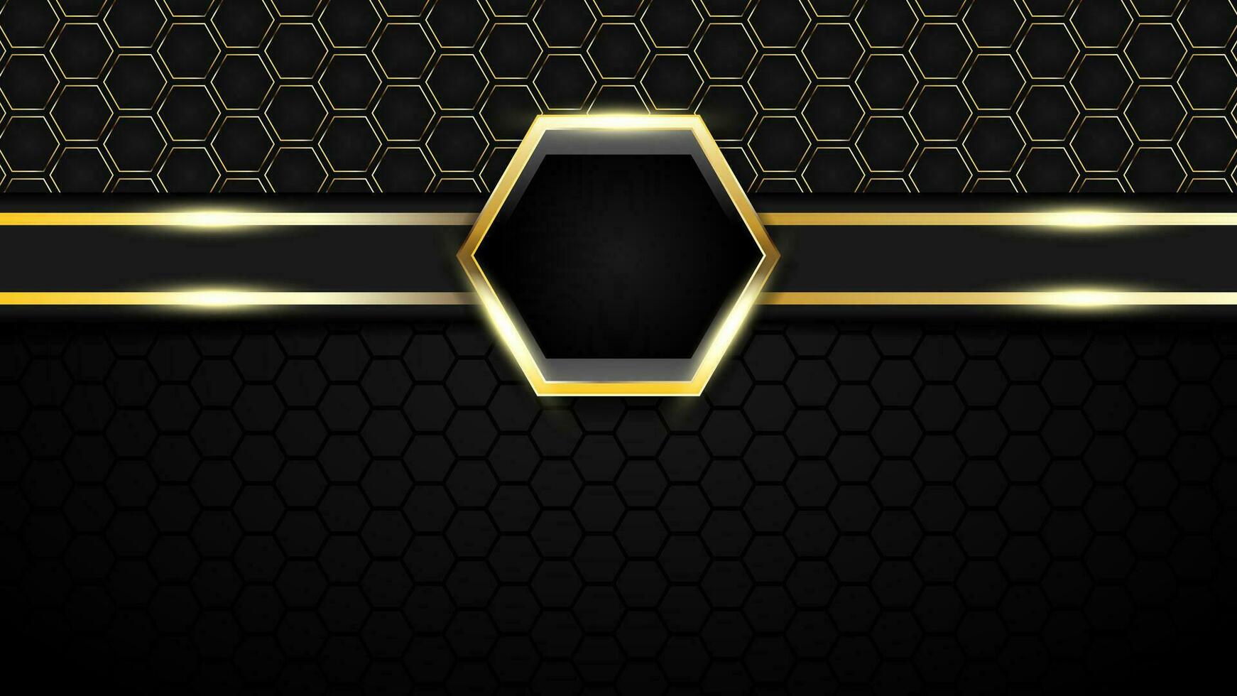 dorado hexagonal VIP tarjeta con negro antecedentes vector