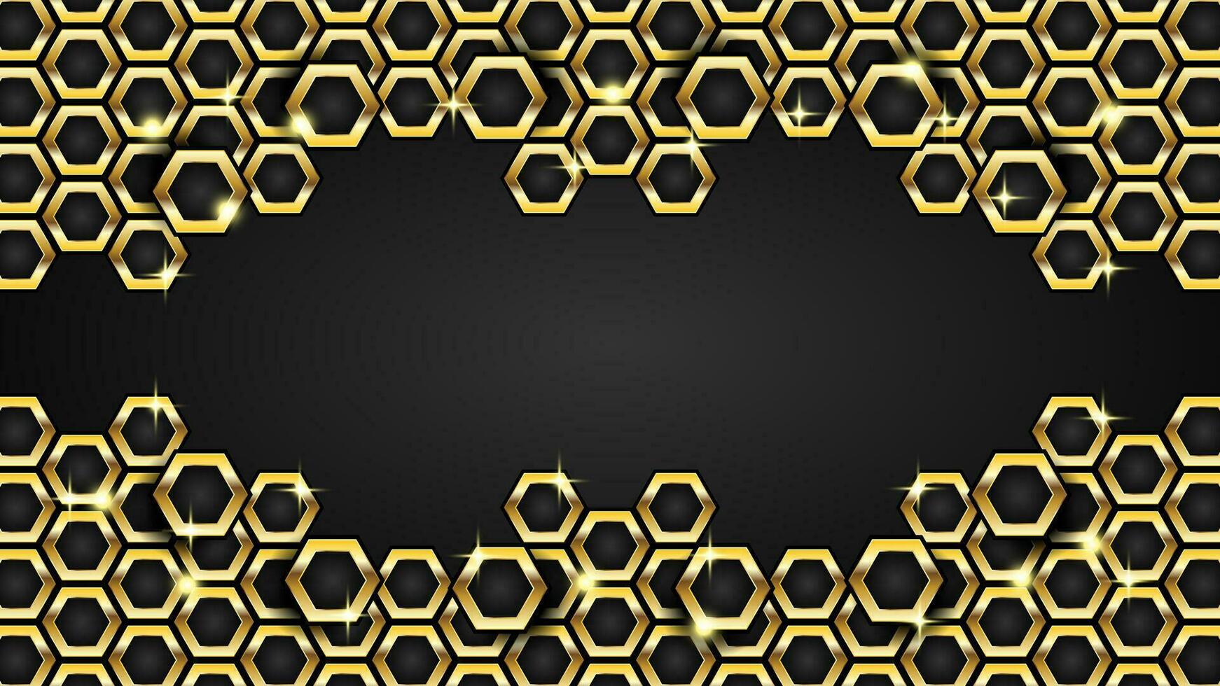 Golden Hexagonal With Black Background vector