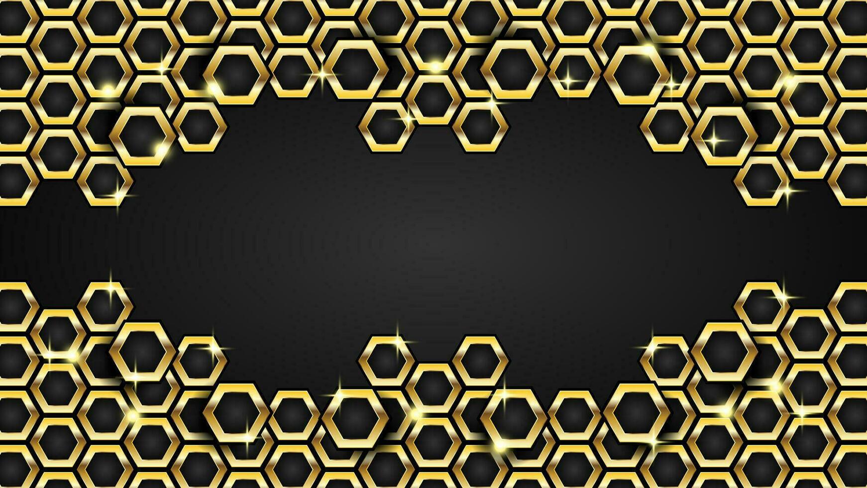 Golden Hexagonal With Black Background vector