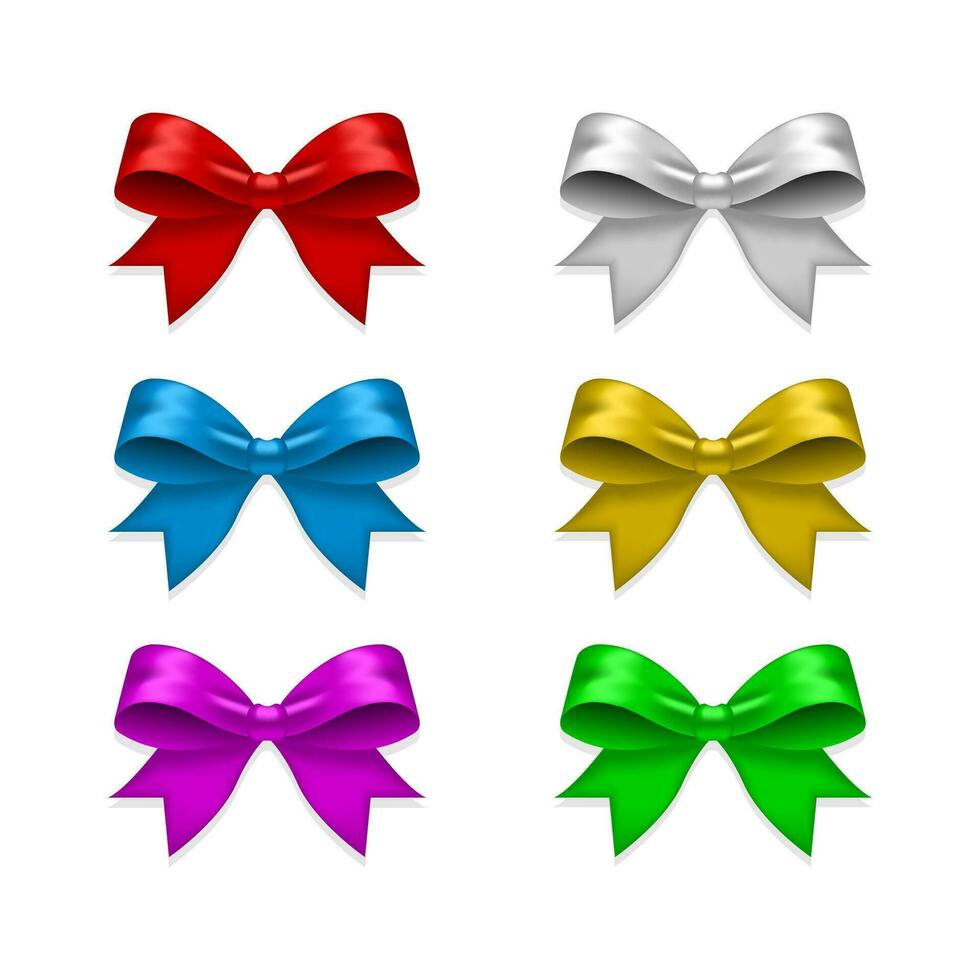 Set of colorful Bows isolated on white background vector