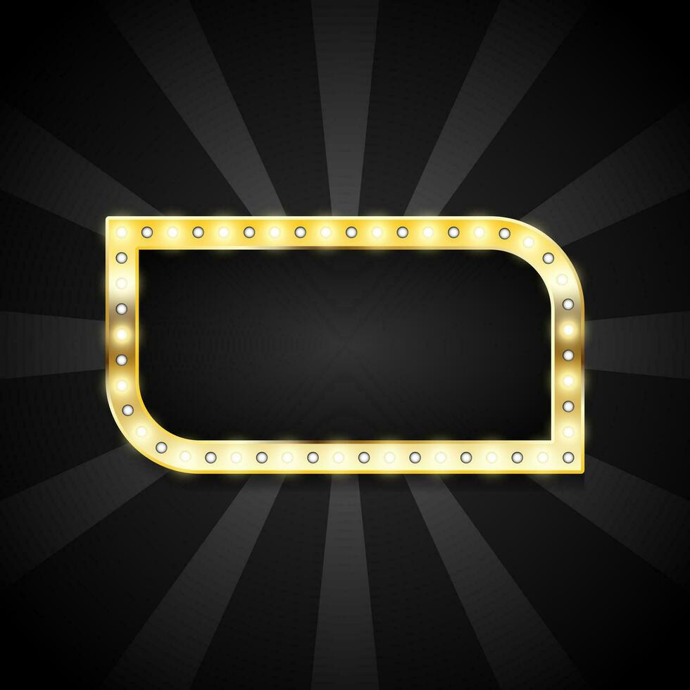 Empty golden banner with lamp and black background vector