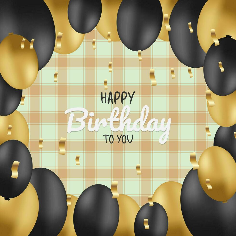 Happy Birhday Background with Black and Gold Balloons vector