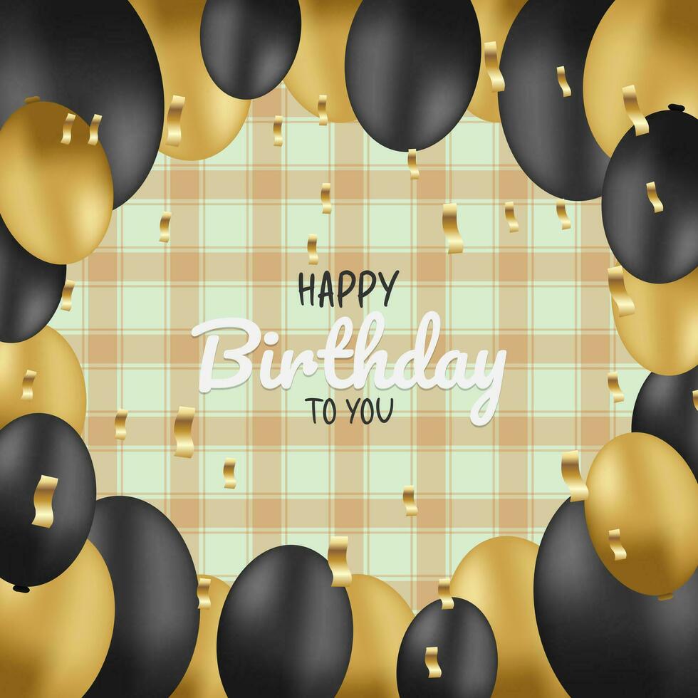 Happy Birhday Background with Black and Gold Balloons vector