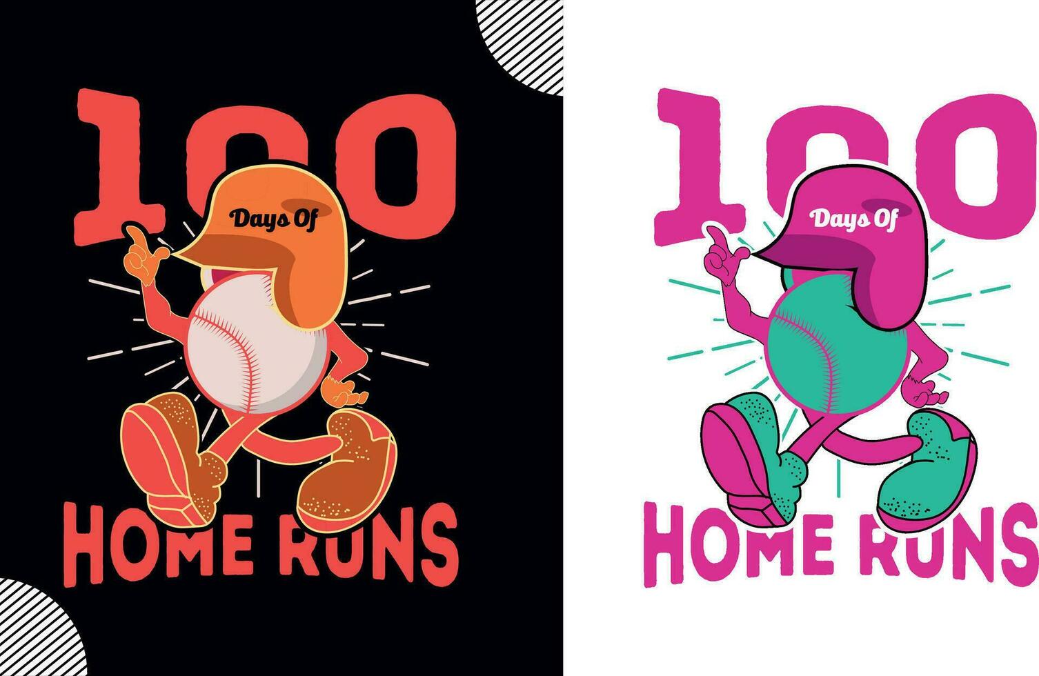 100 days of home runs, t shirt design vector