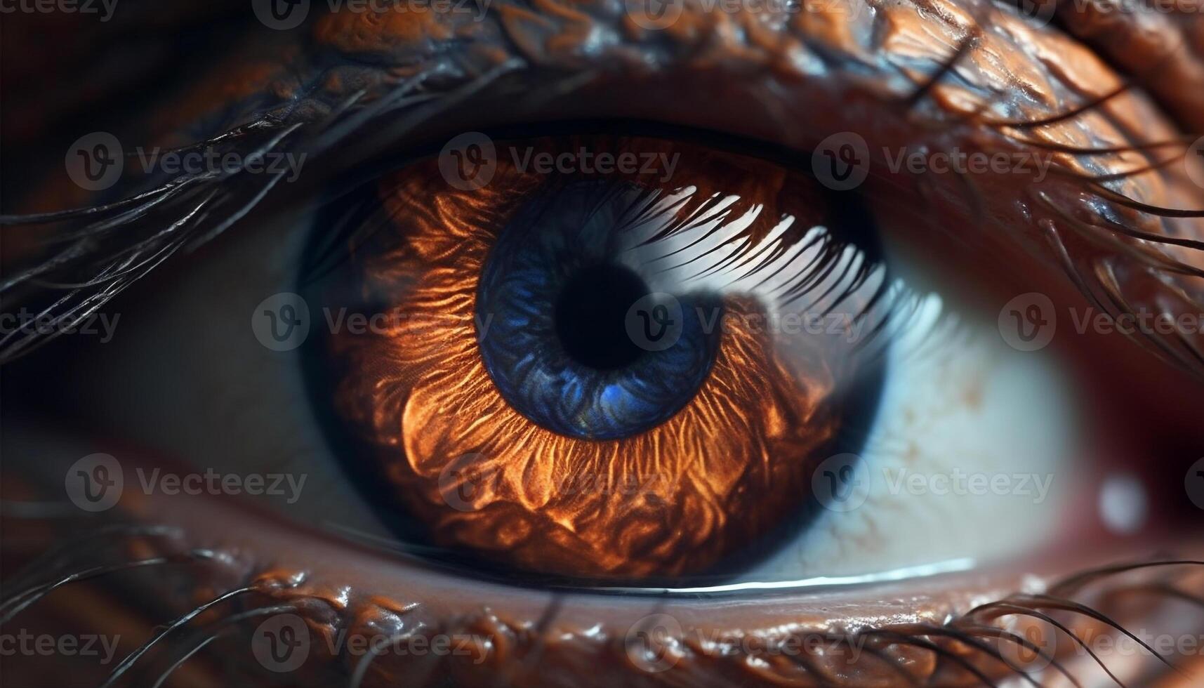 Beauty staring back, eyes reflecting nature pattern generated by AI photo
