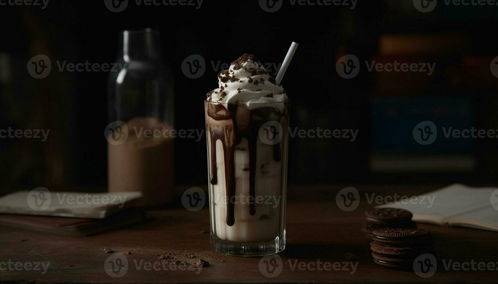 Sweet indulgence on rustic table, summer refreshment generated by AI photo