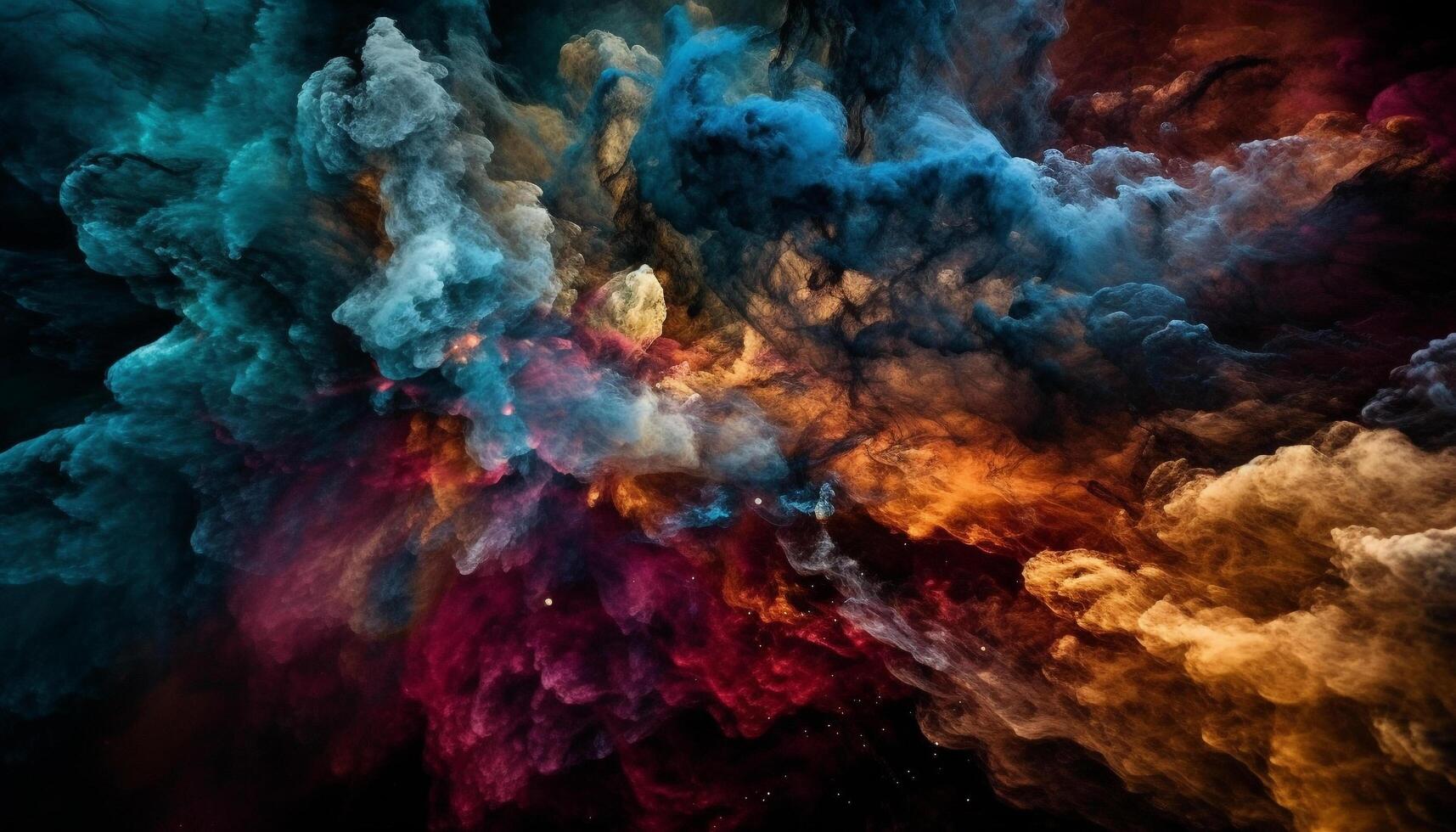 Futuristic galaxy explodes in chaotic purple motion generated by AI photo