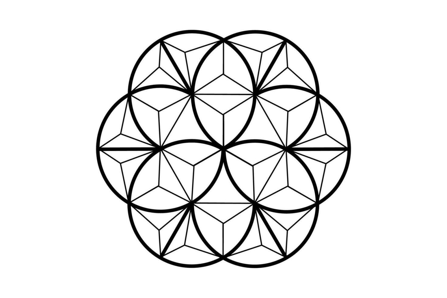 3D flower of life, sacred geometry. lotus flower. mandala ornament in polygonal wire frame, esoteric or spiritual symbol. Logo tattoo isolated on white background, vector illustration