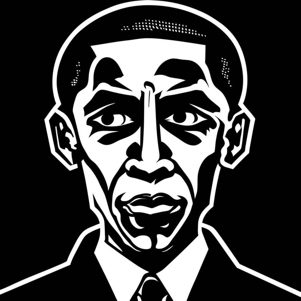 negro y blanco barack Obama caricatura retrato vector