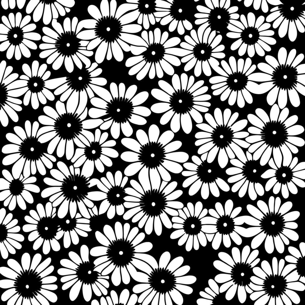 Black and White Groovy Daisy Flowers vector