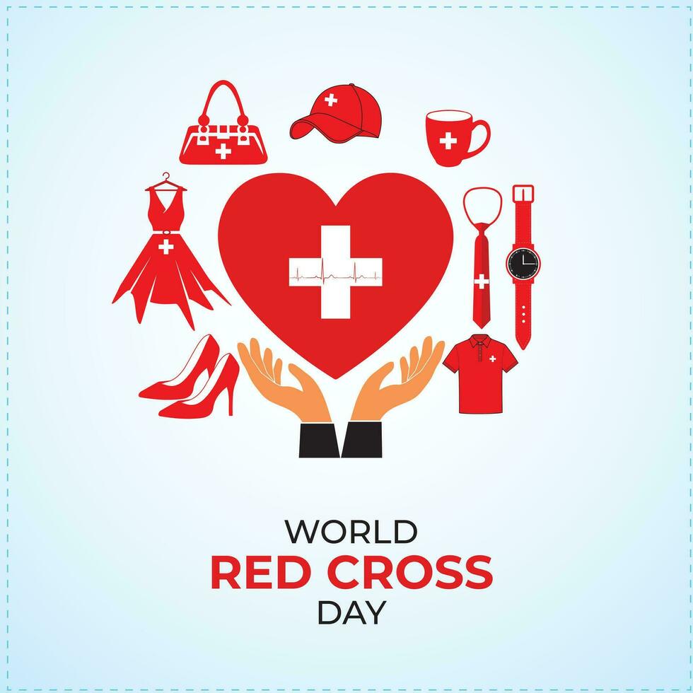 World red cross day concept. Red Crescent Day. Template for background, banner, card, poster. vector illustration.