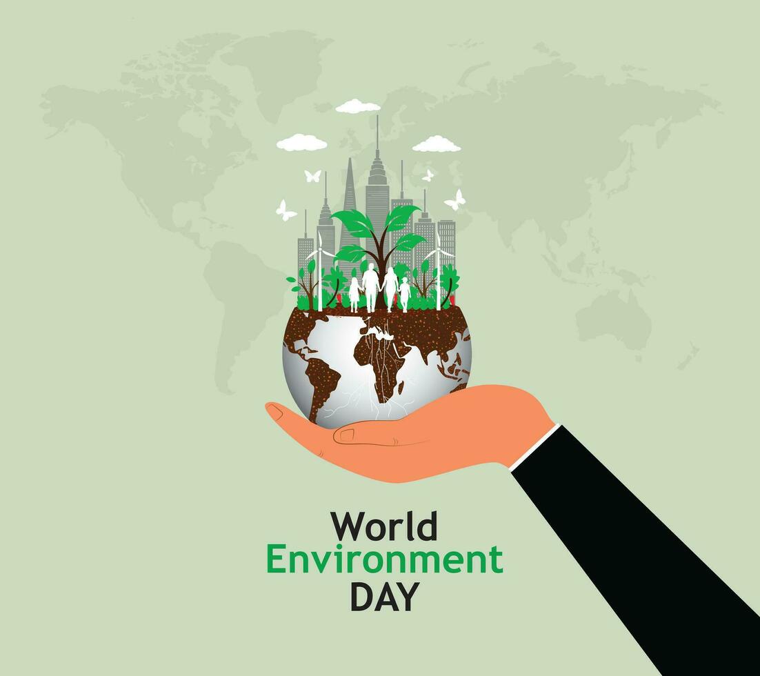 World Environment Day Concept. animal in forest concept. Template for background, banner, card, poster. vector illustration.