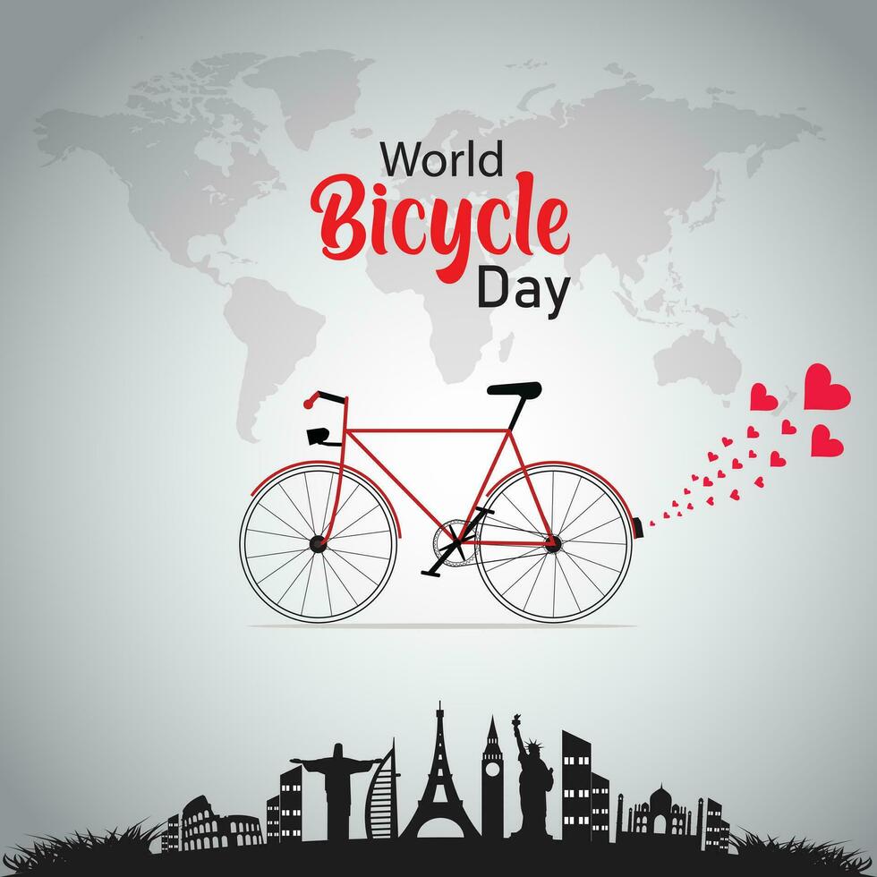World Bicycle Day illustration. Bicycle icon. Bike silhouette isolated on a blue background. Important day vector