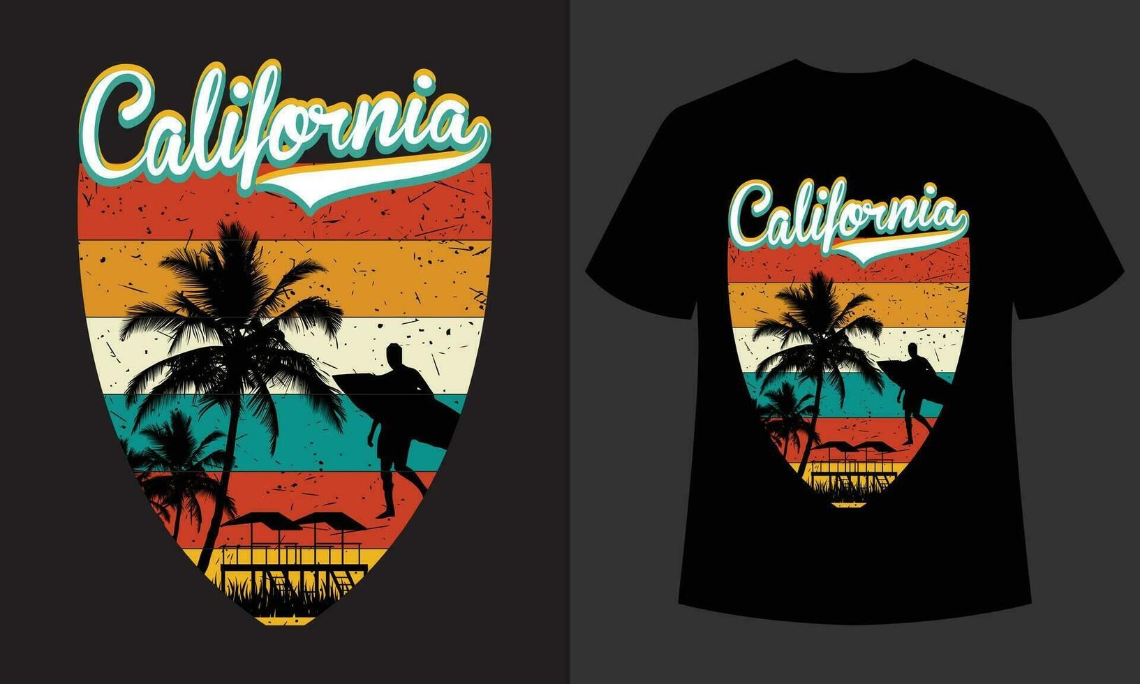 California tipografía nuevo vistoso camisa diseño vector