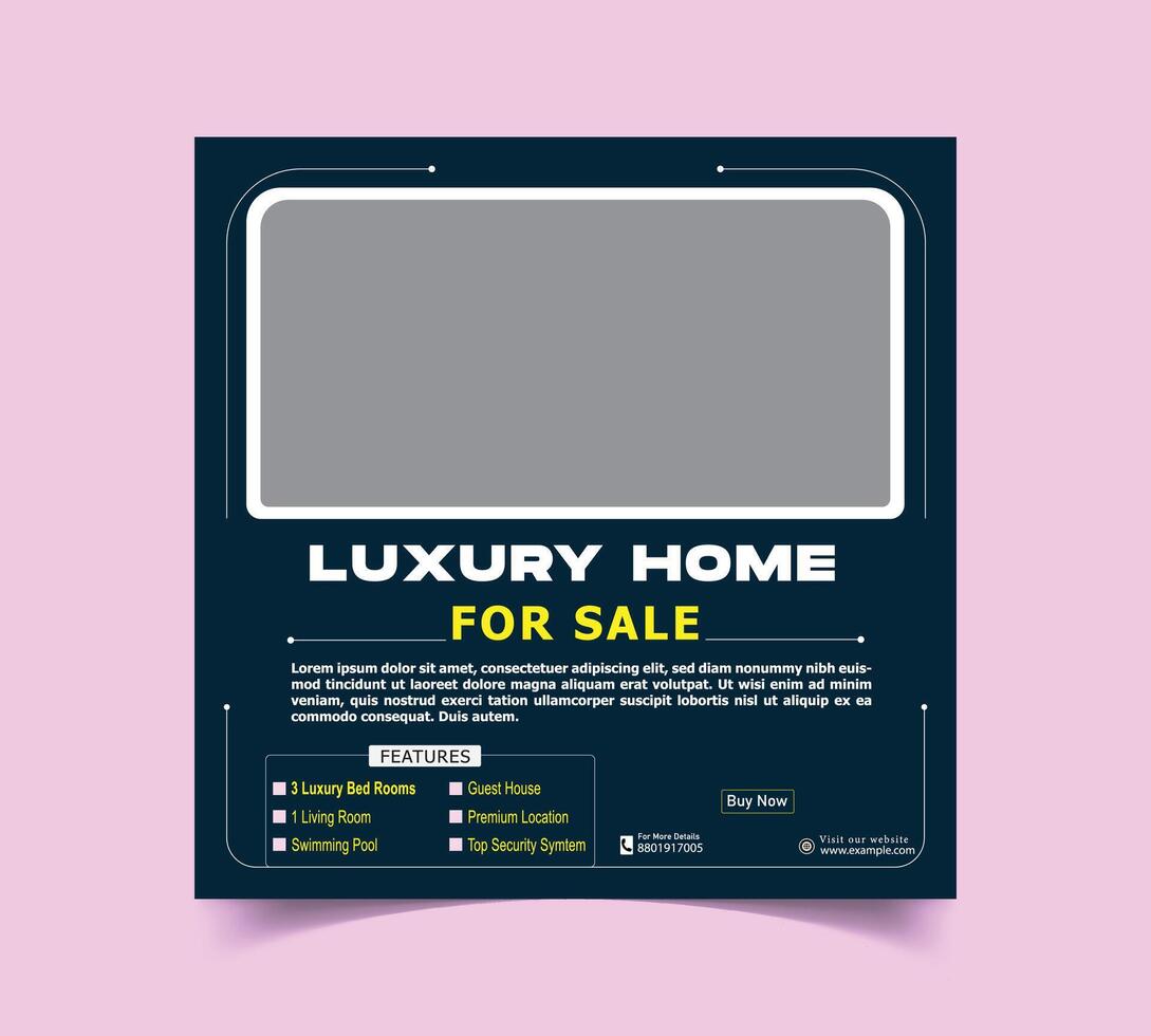 Real Estate Social Media Post Template, Editable Post Template Social Media Banners. vector