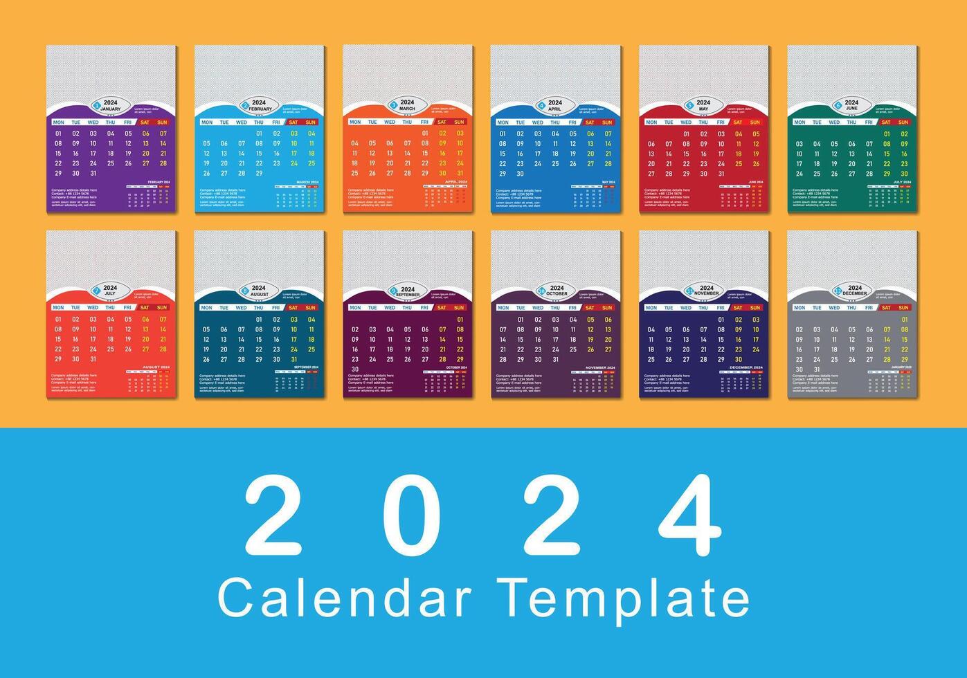 vector 2024 calendario diseño modelo para contento nuevo año