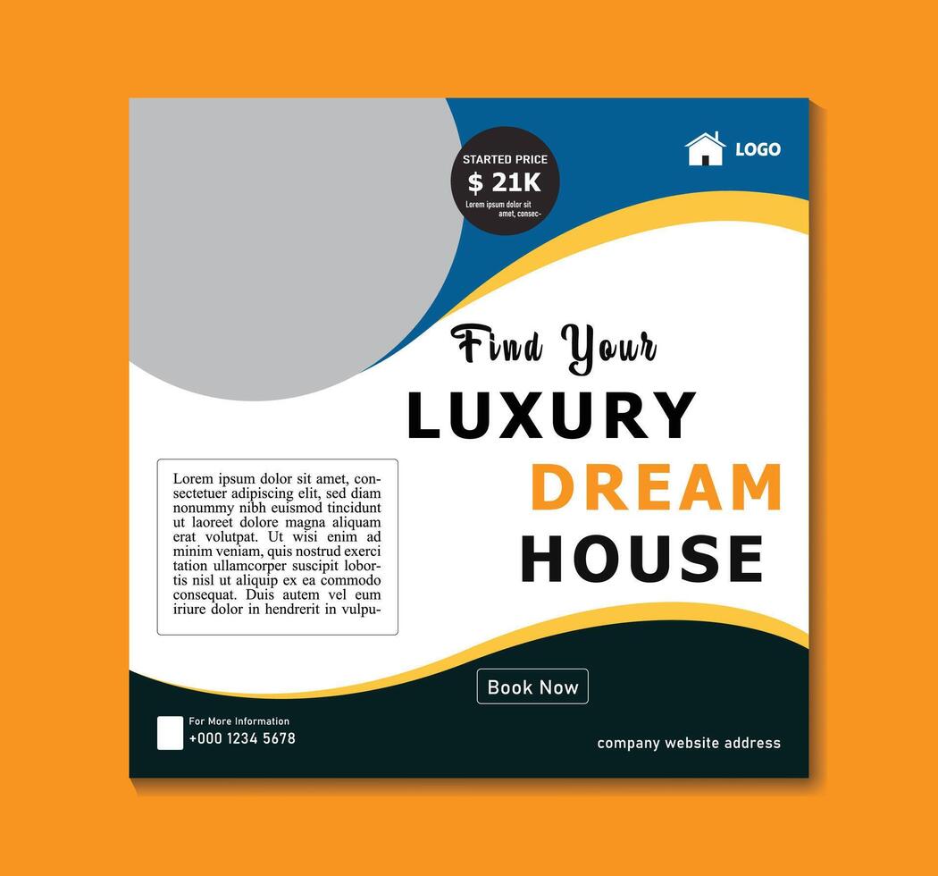 Elegant Home sale promotion social media square post templates design vector