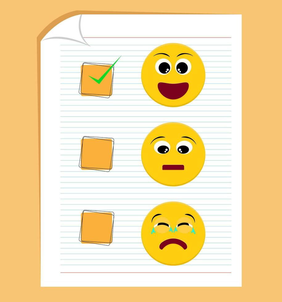 caja emoticon en blanco papel con amarillo antecedentes vector