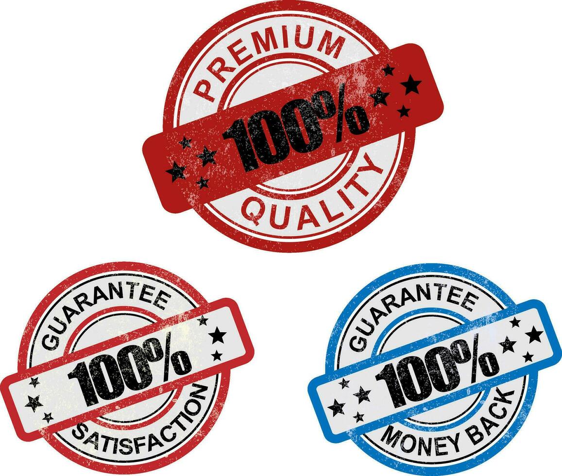 100 percent premium guarantee stamp, vintage design. vector