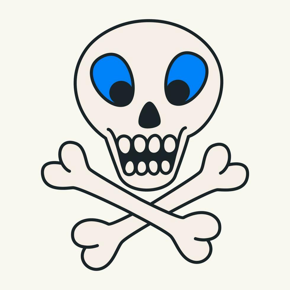 Cartoon vector funny cute Comic characters, scull