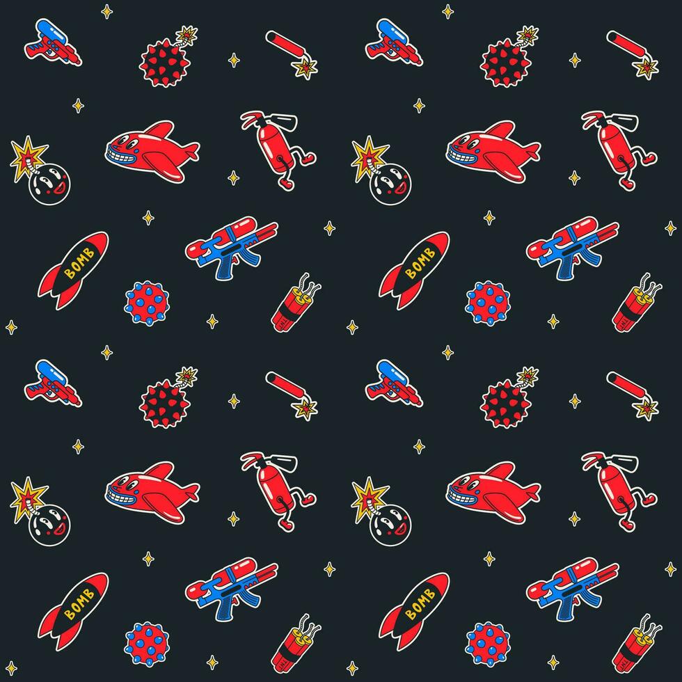 Cartoon vector funny cute Comic characters, seamless pattern.