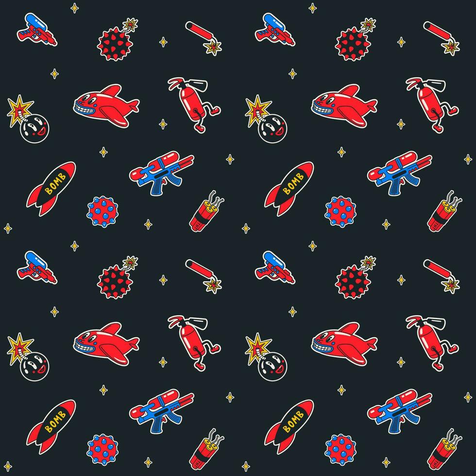 Cartoon vector funny cute Comic characters, seamless pattern.