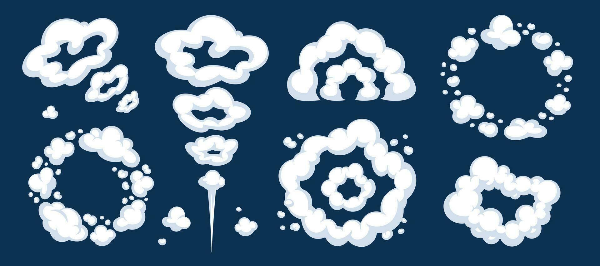 Comic cartoon smoke or cloud, vector speed motion effects