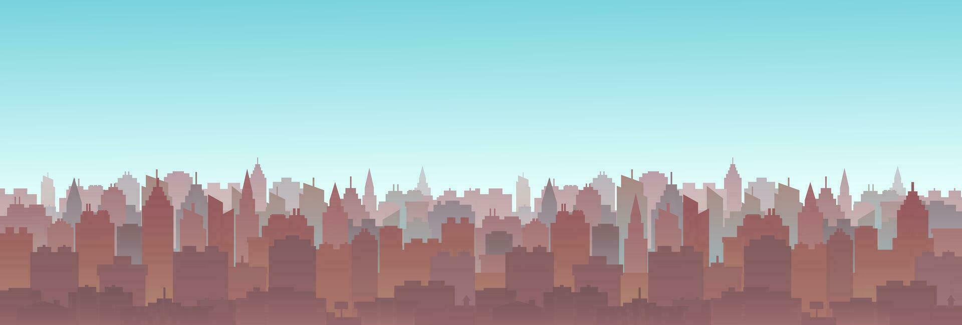 Cityscape skyline vector illustration. City buildings cartoon style scape.