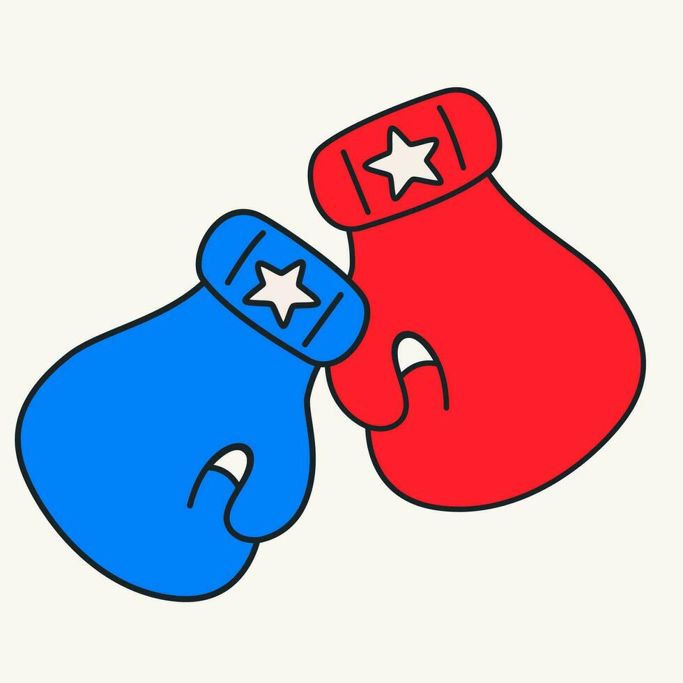 Cartoon vector funny cute Comic characters, boxing gloves.