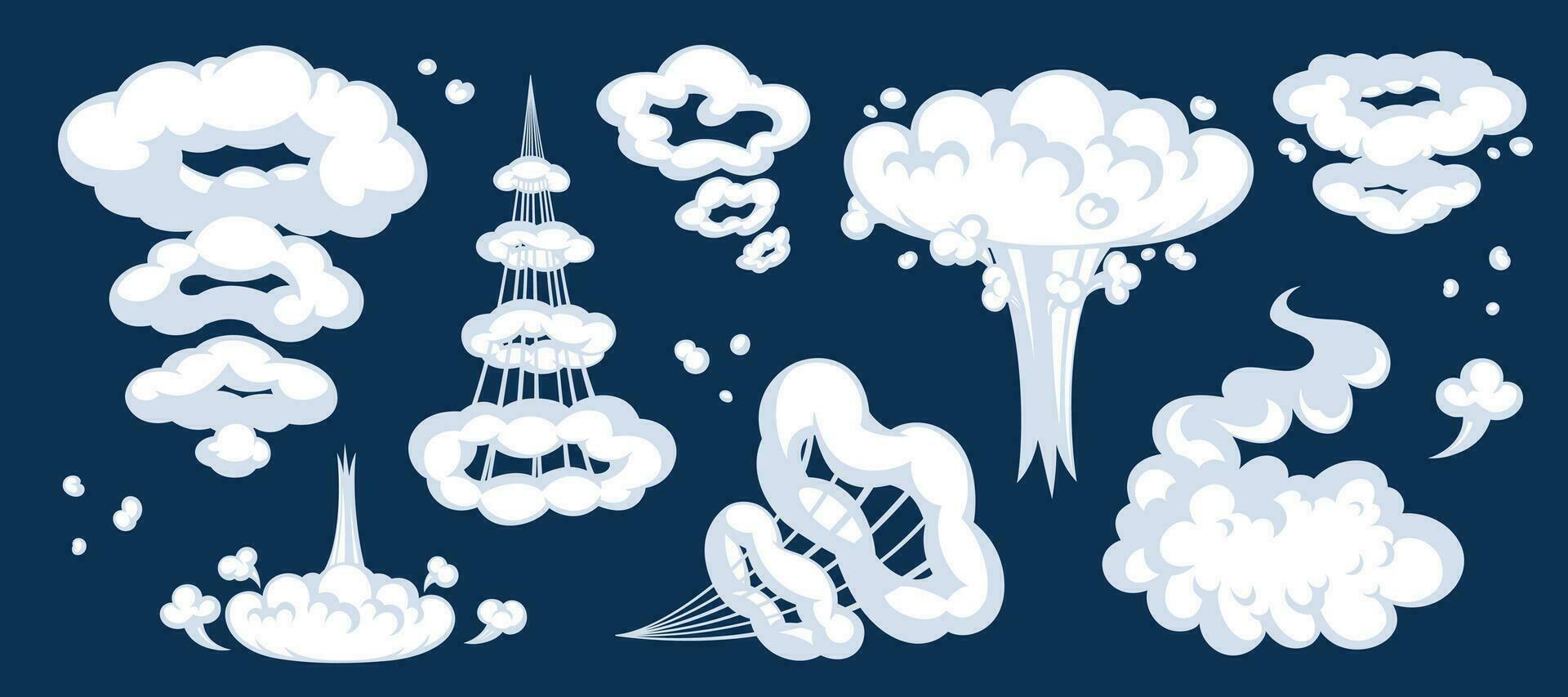 cómic dibujos animados fumar o nube, vector velocidad movimiento efectos