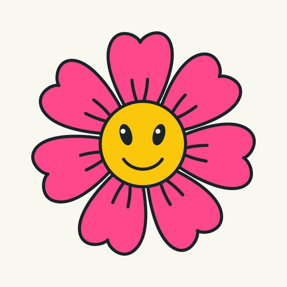 Cartoon vector funny cute Comic characters, daisy flower.