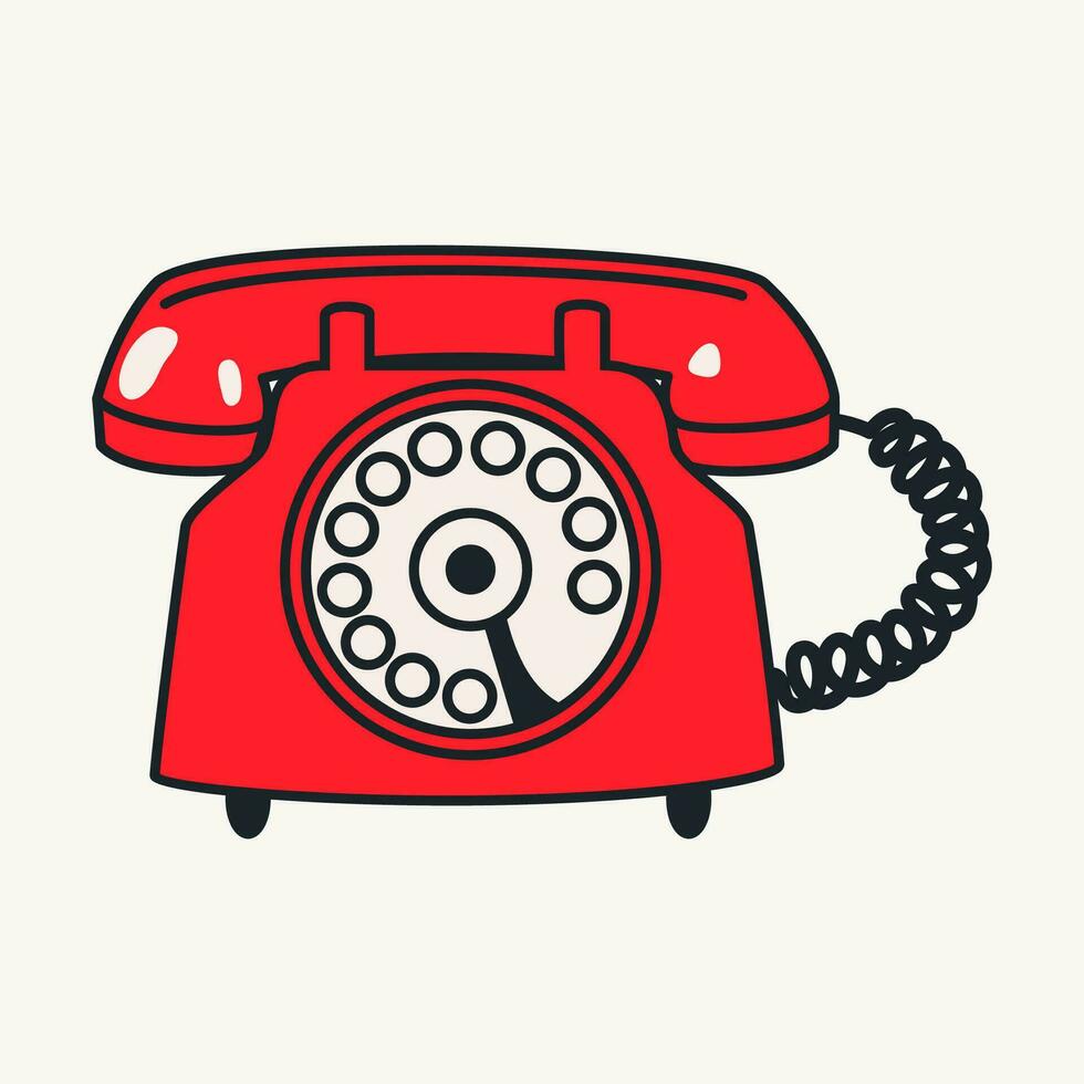 Cartoon vector funny cute Comic characters, retro phone.