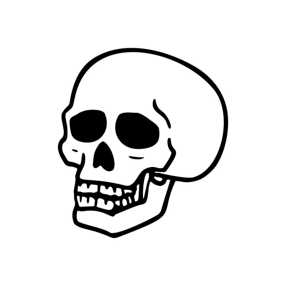 Punk rock collection. Human skull with symbol on a white background. Vector illustration.