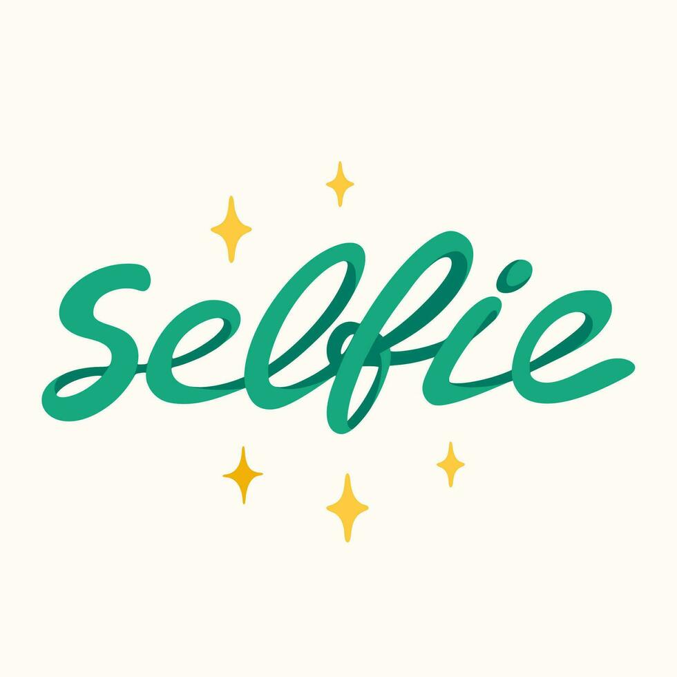 Selfie sticker for a social media, making a blog or vlog vector flat illustration. Set of cartoon icons for making internet content.