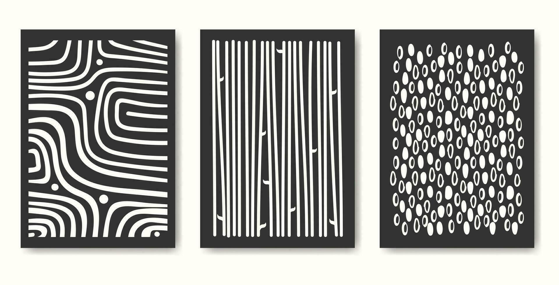 Modern aesthetic geometric shapes poster art set. Abstract waves art. vector