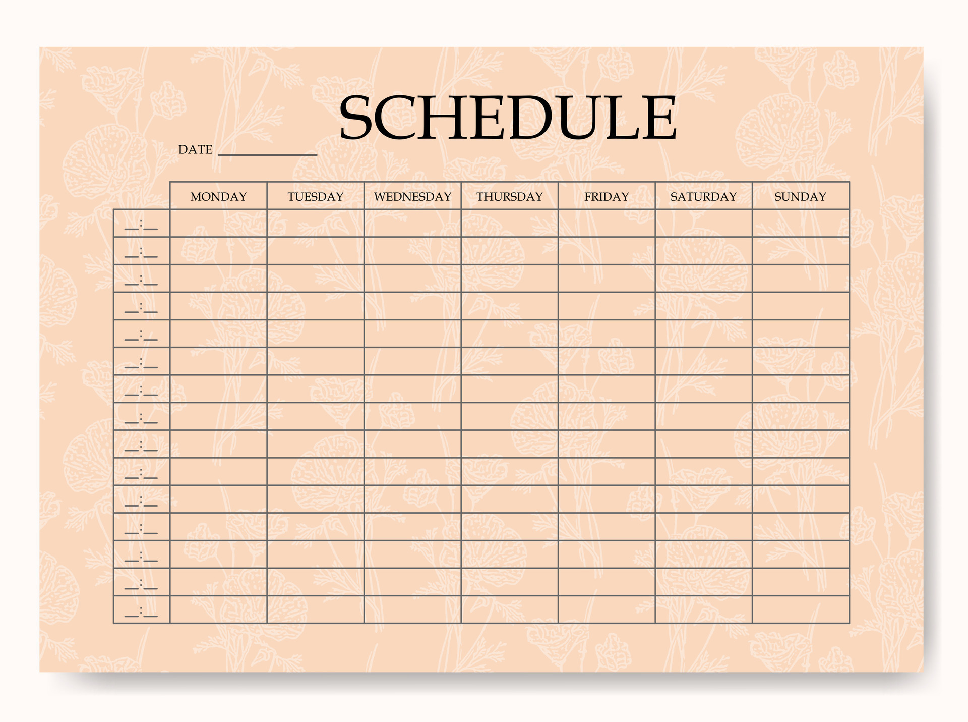 Colorful schedule minimalist planner page design Printable sheet