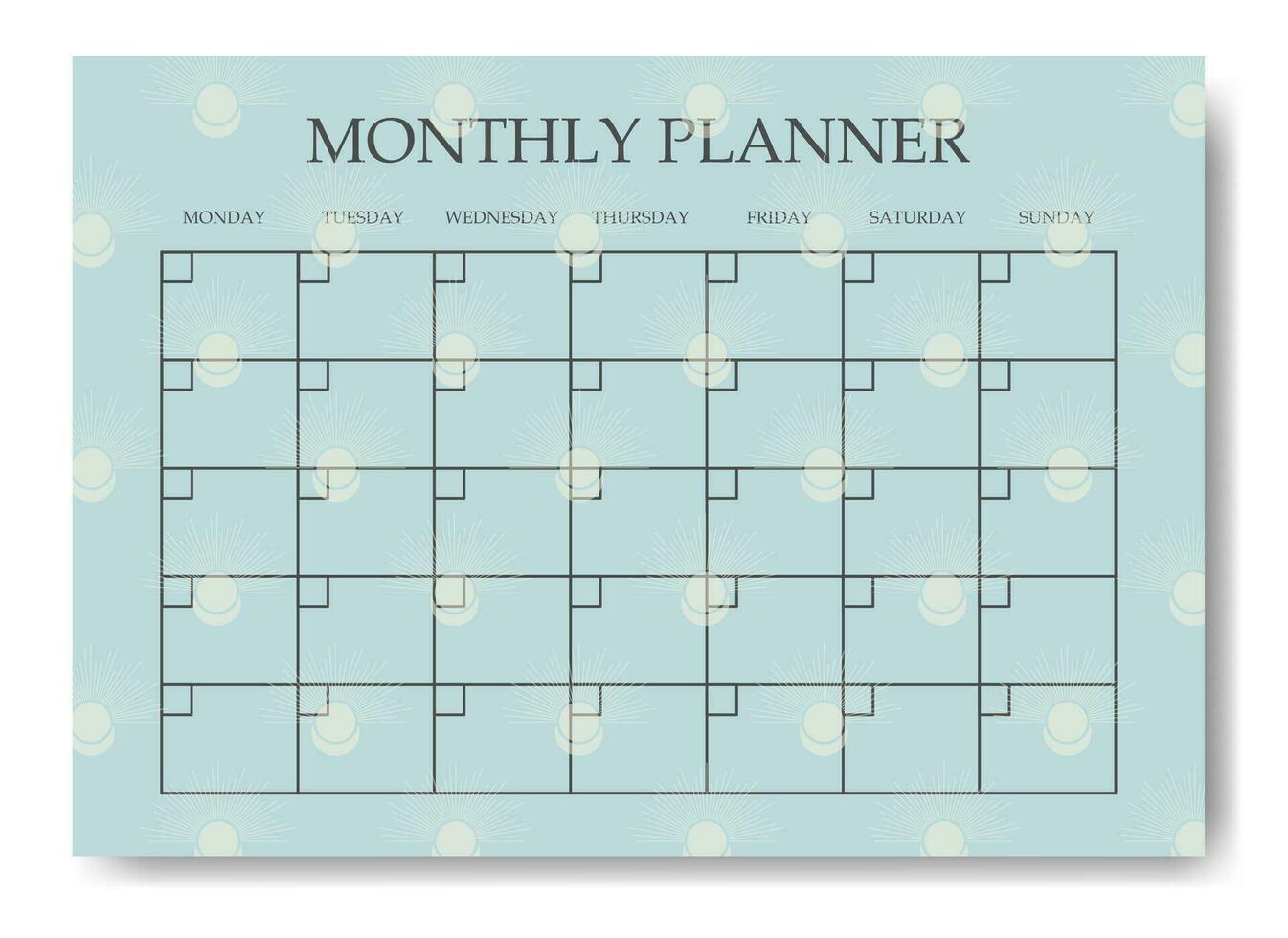 Monthly planner minimalist planner page design. Categories of notes. vector