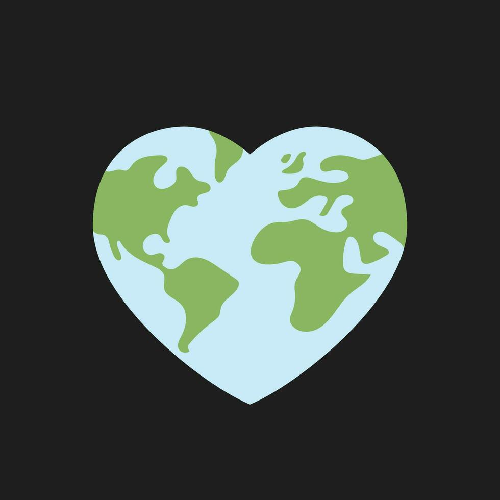 Heart shaped earth. Environment care. Save and love the planet. vector