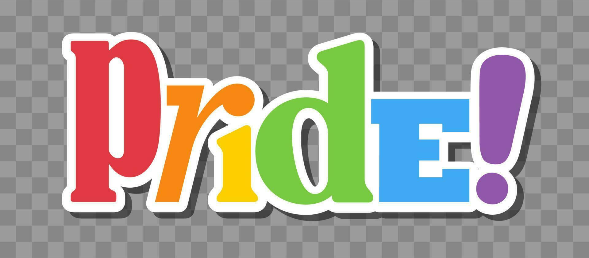 Pride lettering with rainbow flag colors. Different style letters forming the Pride word. vector