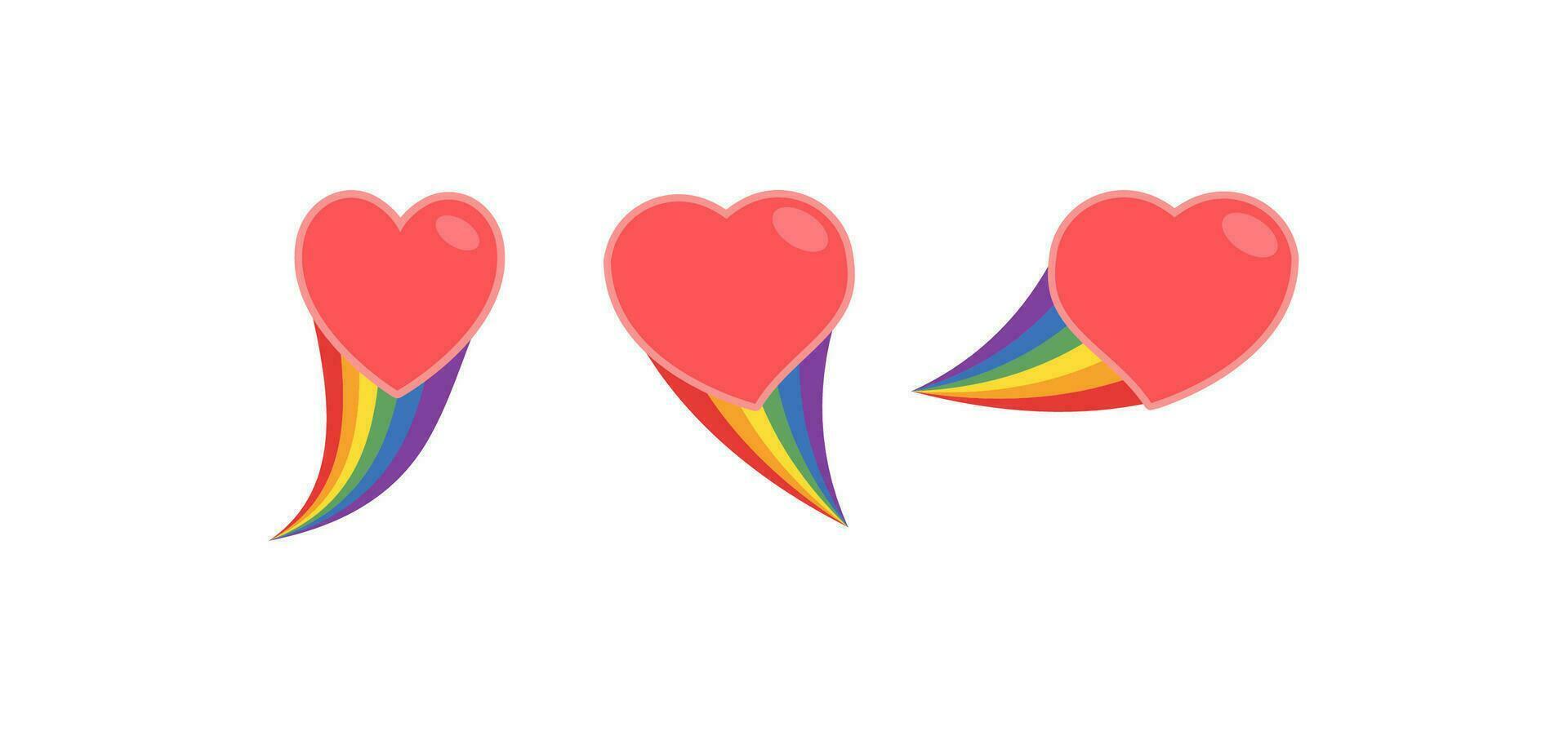 corazón icono con arco iris bandera cometa. amor diversidad, orgullo mes símbolo. vector